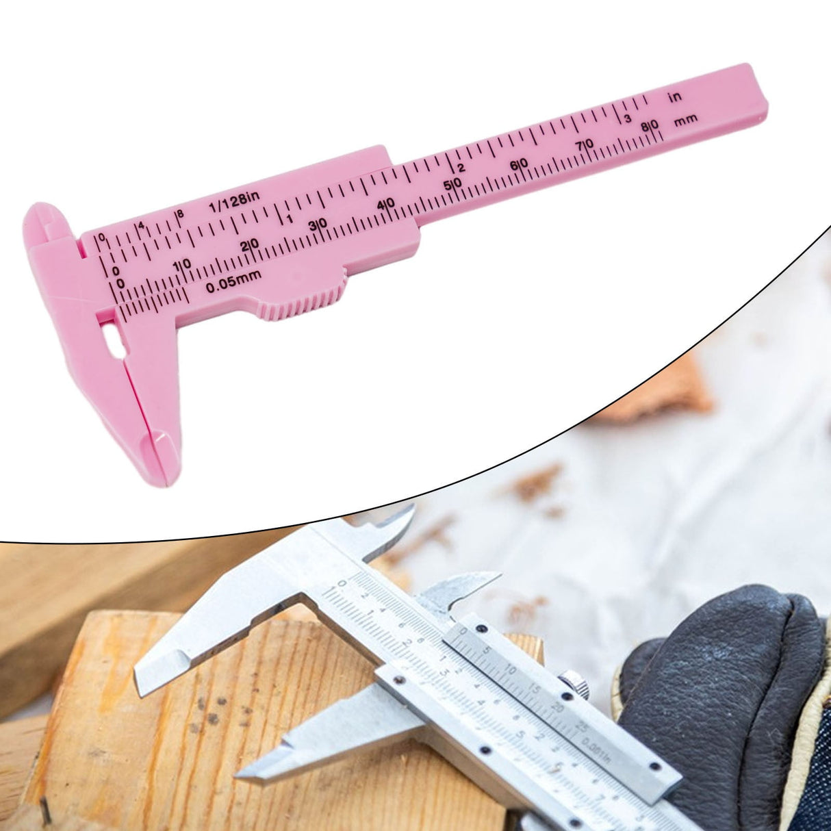 1X 0-80Mm Plastic Sliding Vernier Caliper Gauge Measure Tool Double Scale Ruler For Jewelry/Antiques Measurement Rose Red Smile Home Pink