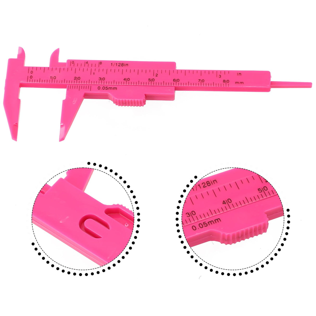 1X 0-80Mm Plastic Sliding Vernier Caliper Gauge Measure Tool Double Scale Ruler For Jewelry/Antiques Measurement Rose Red Smile Home Rose Red