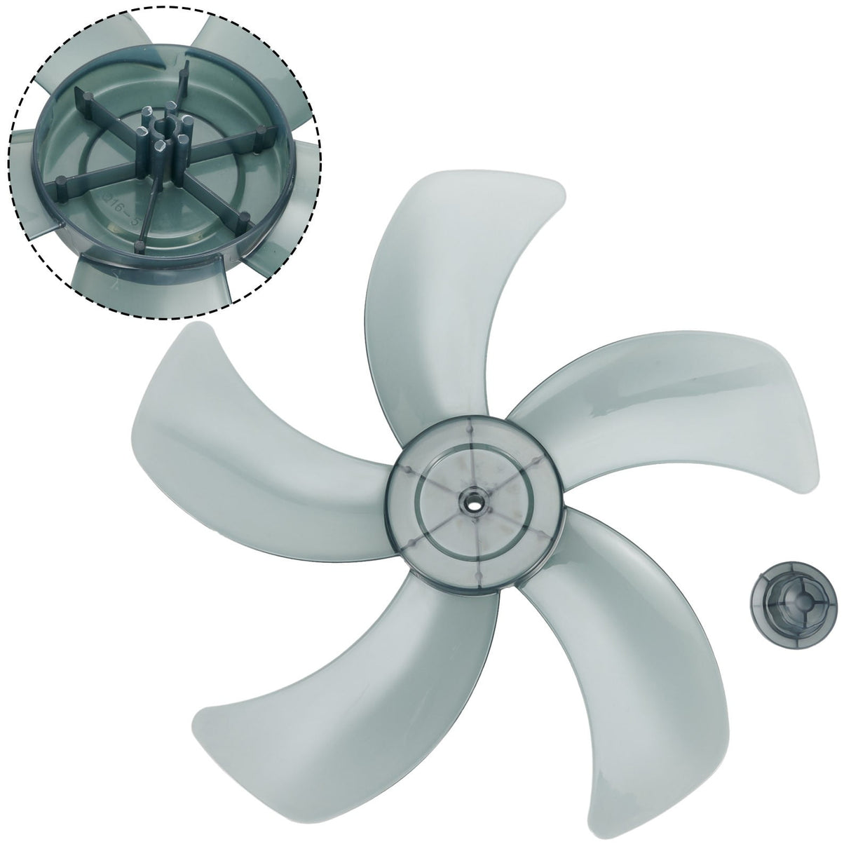 16 Inch Plastic Fan Blade With Nut Cover 5-Leaf Design for Pedestal or Desk Fan Replacement Part for 16"/375Mm Stand Fan Black
