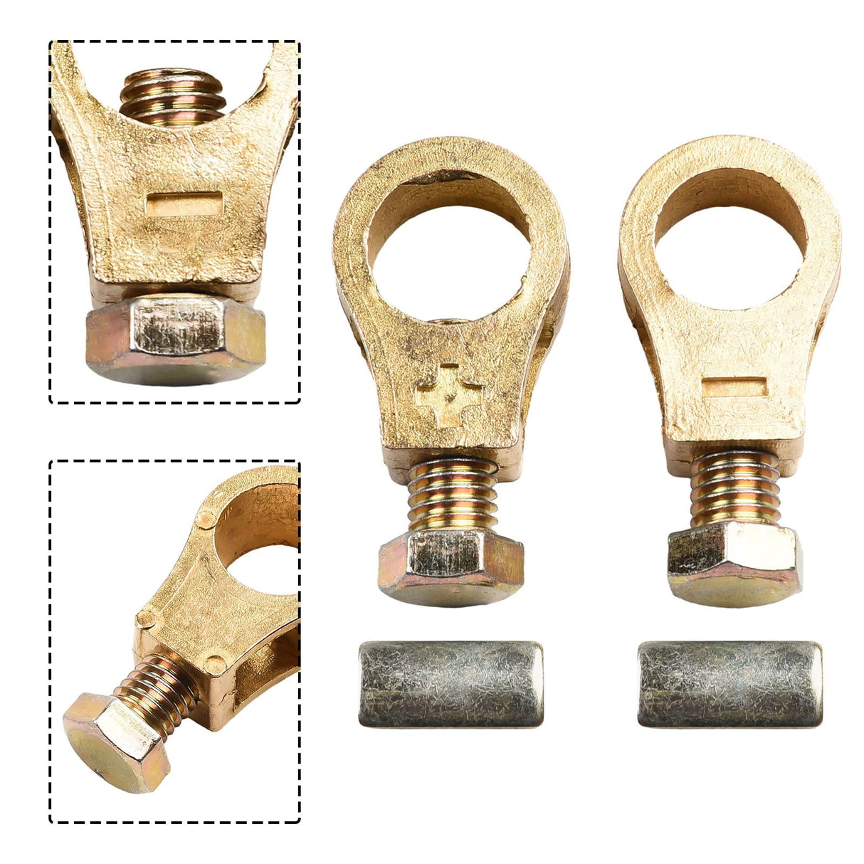 Pure Copper Car Battery Terminal Clamps Set Positive Negative Post Connectors With Bolts And Washers