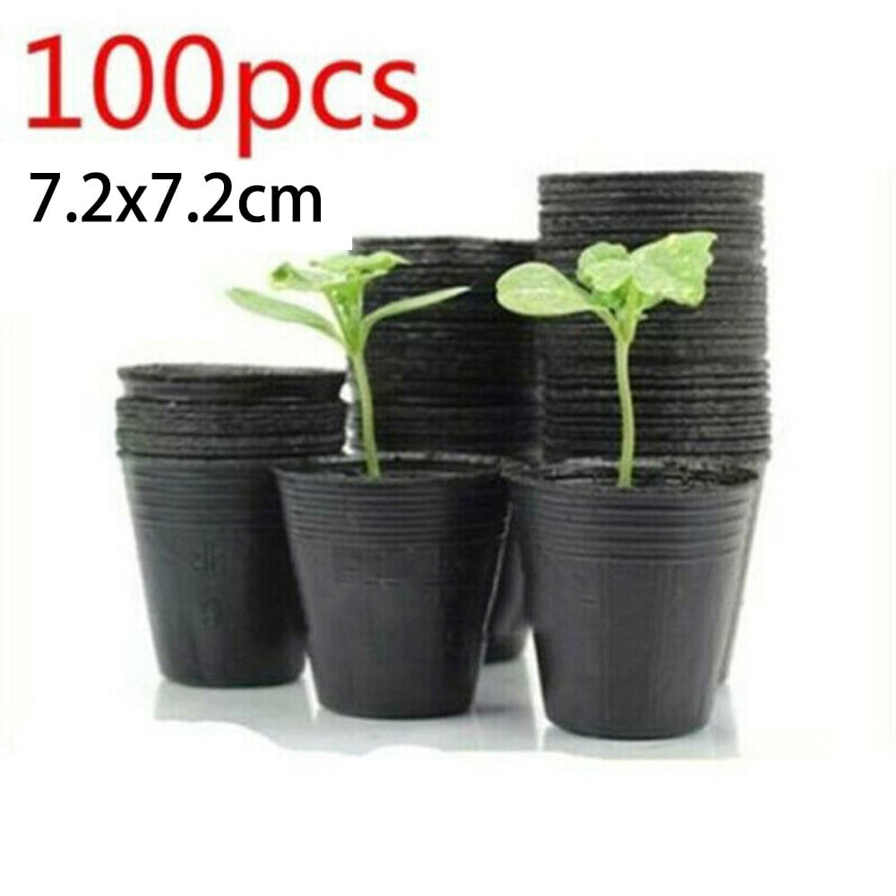 100 Pack Black Plastic Nursery Pots Plant Containers Garden Flower Seedling Planter With Drainage Holes 5Cm 6.5Cm 7.2Cm 7.2*7.2Cm