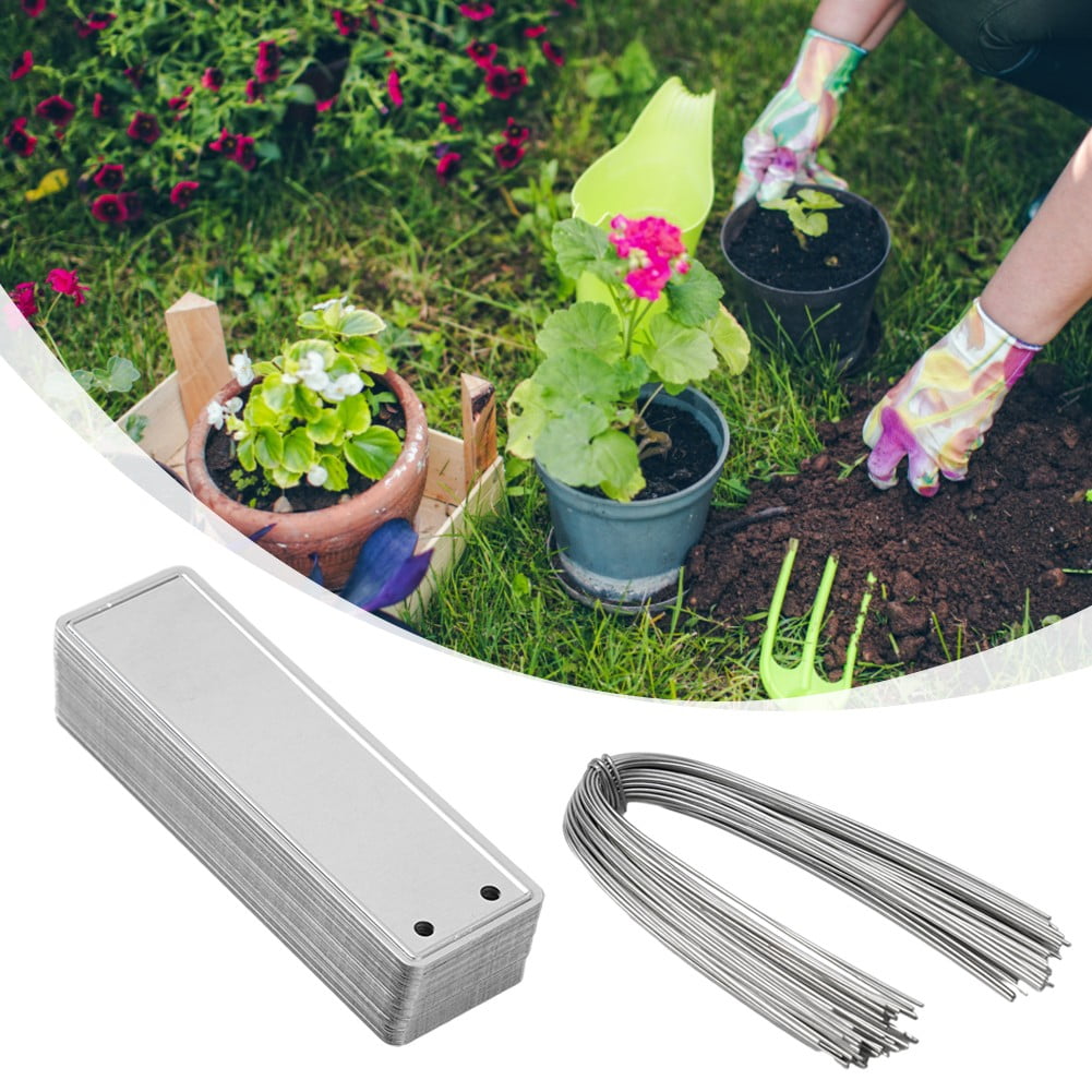 Aluminum Plant Labels Double Sided Metal Labels Tree ID Tag Waterproof iron wire Smile Home
