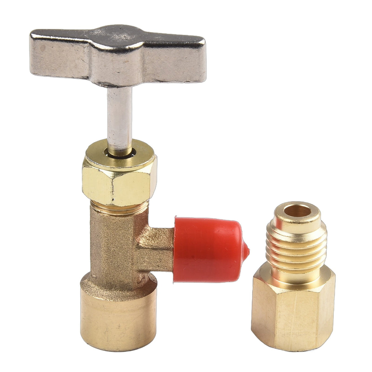 R134A A/C Can Tap With Tank Adapter For 1/4" And 1/2" Ac Charging Hoses 1/2\'\' Acme Female 1/4\'\' Sae Male For Direct Connection As Shown