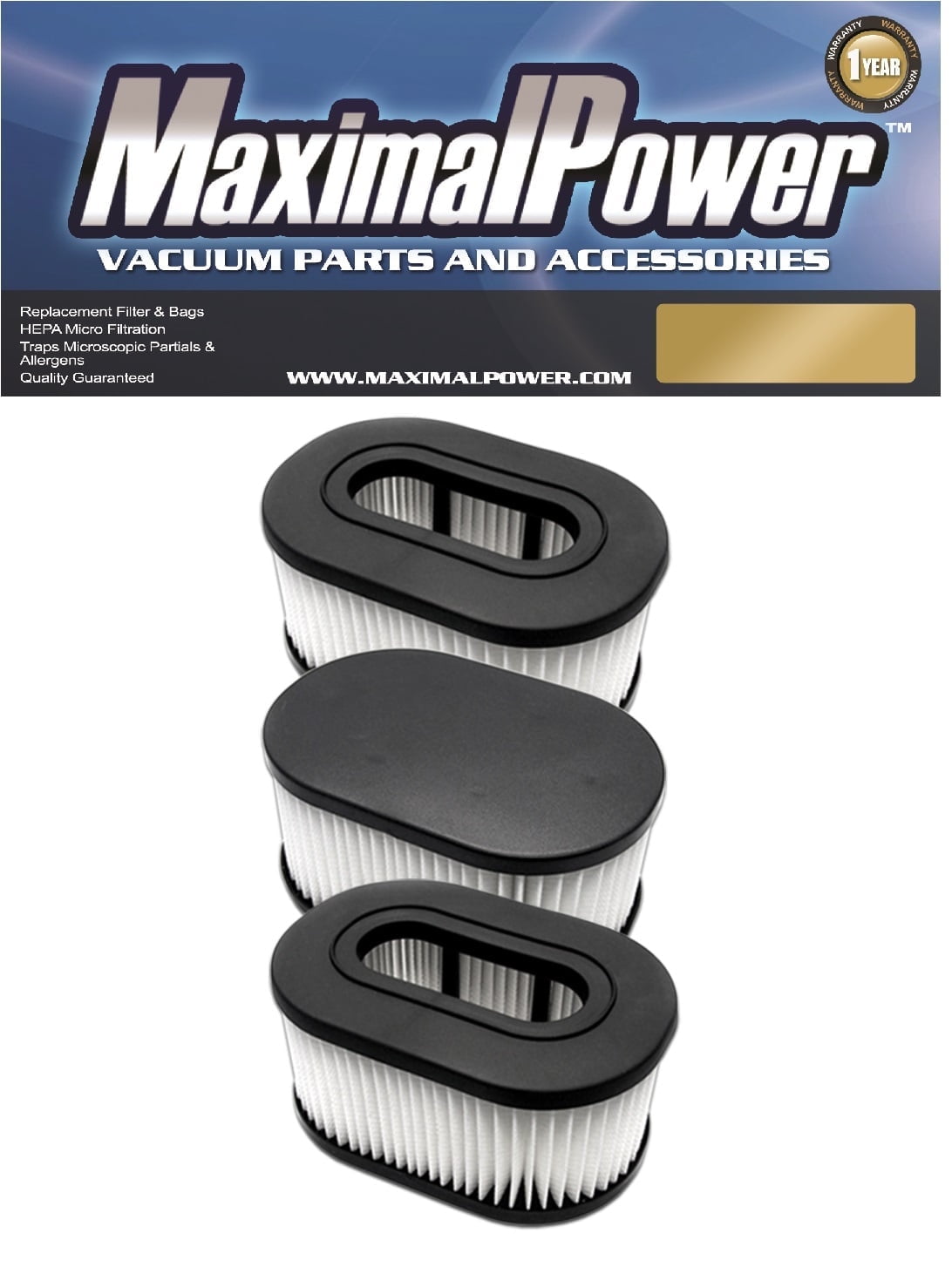 MaximalPower Replacement Filter Compatible for Hoover Foldaway, Widepath, Turbopower & Runabout Vacuum Cleaner 3 Pack