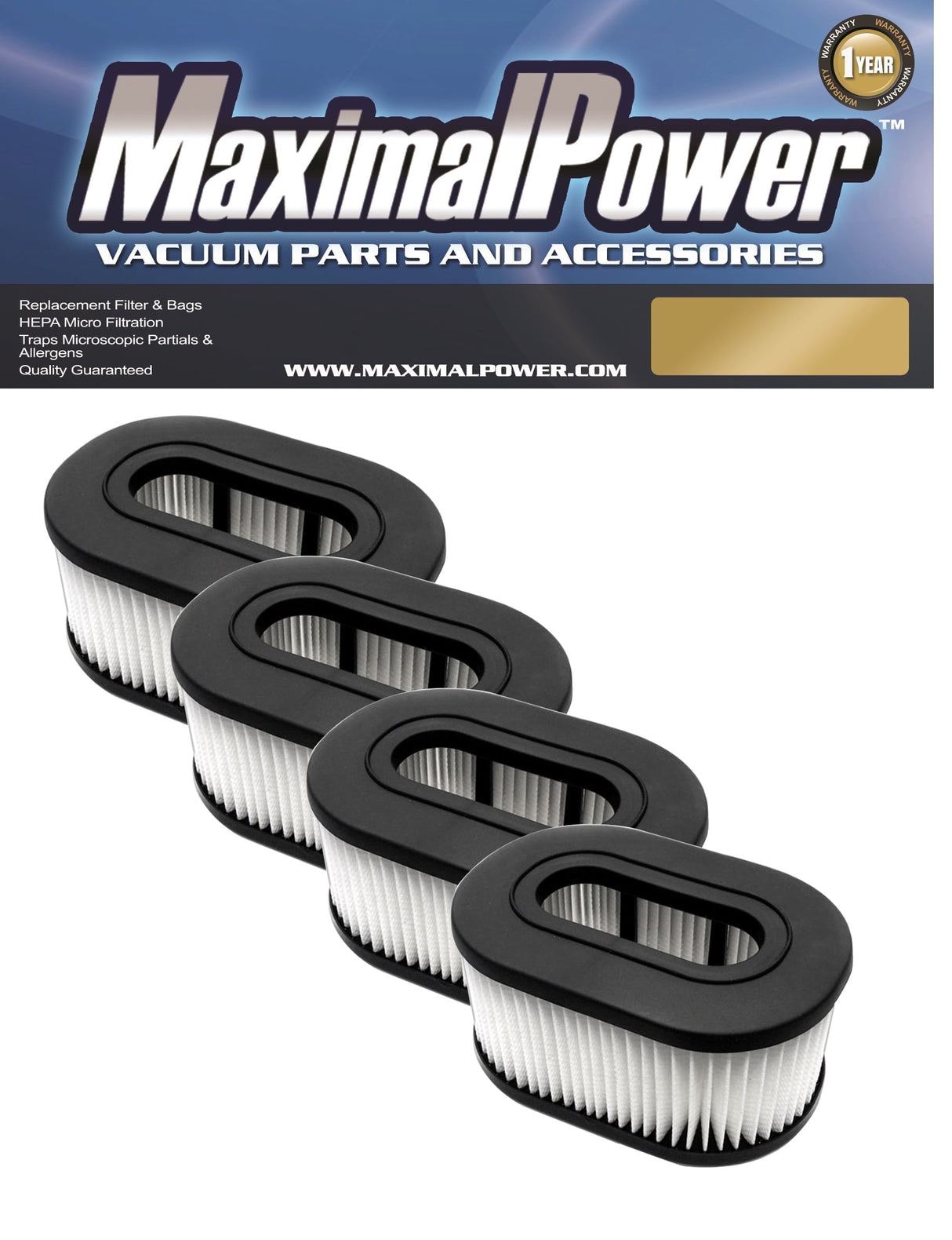 MaximalPower Replacement Filter Compatible for Hoover Foldaway, Widepath, Turbopower & Runabout Vacuum Cleaner 4 Pack