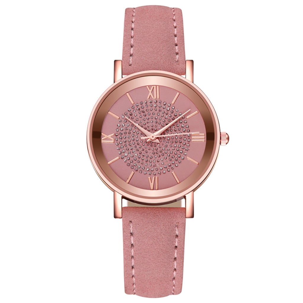 Platinum Watches Jewelry Dress Watches Rose Gold Roman Numerals Wrist Watch Bracelet,Minimalist Fashion Wrist Watch Analog Date with Leather Strap,Quartz Watch Stainless Steel Dial Casual Rose Gold