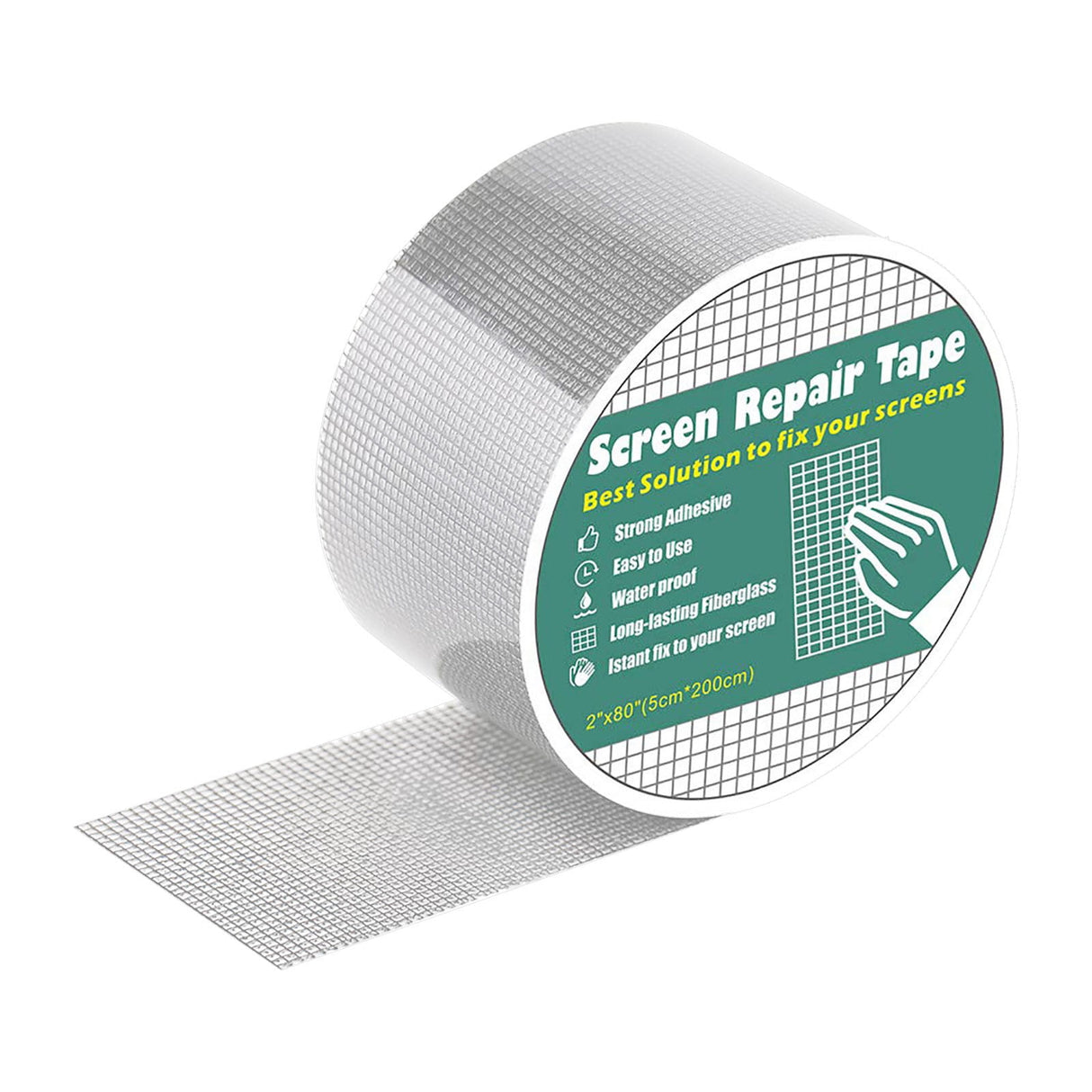 Self-Adhesive Window and Door Screen Repair Tape, Anti-Insect Fly Mosquito Net Patch, 2"x78.74" for Window and Door Screen Fix, Easy to Use, Long-Lasting, Fiberglass Screen Repair Sticker Gray