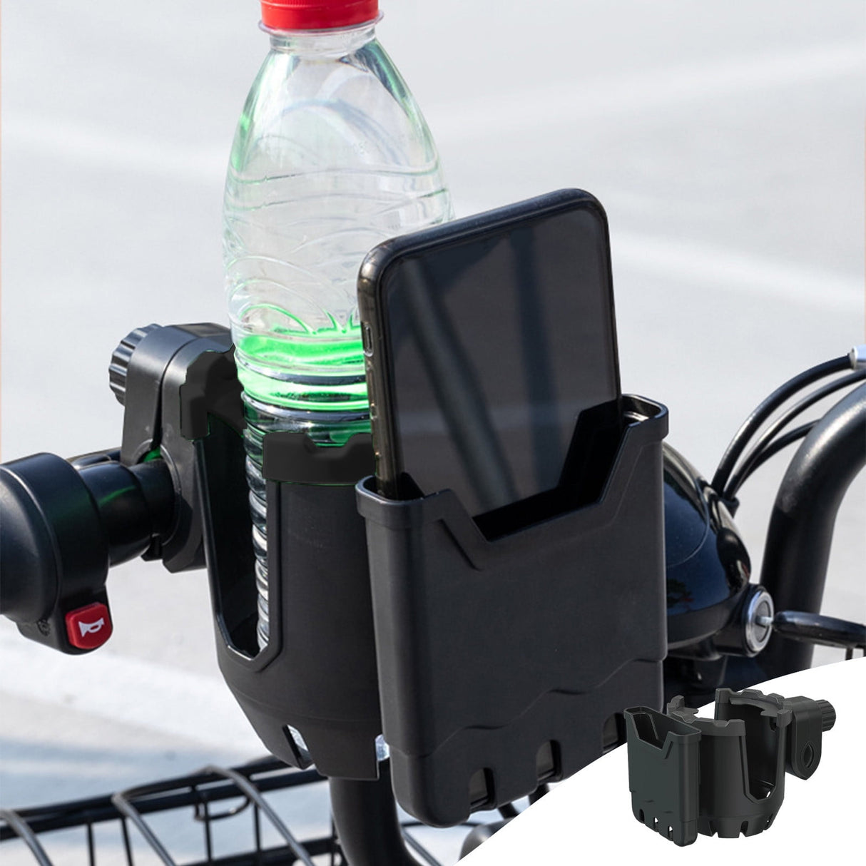 2-in-1 Adjustable Drink Holder,Universal Cup Holder with Cell Phone Holder,Large Diameter Design Bike Cup Holder for Wheelchair Walker Bike, Orange
