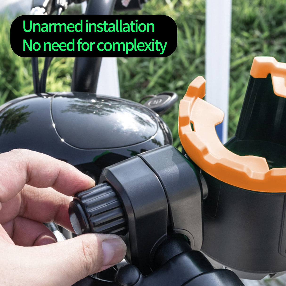2-in-1 Adjustable Drink Holder,Universal Cup Holder with Cell Phone Holder,Large Diameter Design Bike Cup Holder for Wheelchair Walker Bike OG, Orange