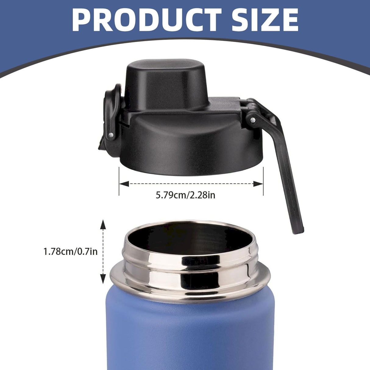 Universal Water Bottle Lid Replacement - Black Nozzle Fit 12-42oz Stainless/Plastic Bottles (Leakproof Drinking Spout Design) Black