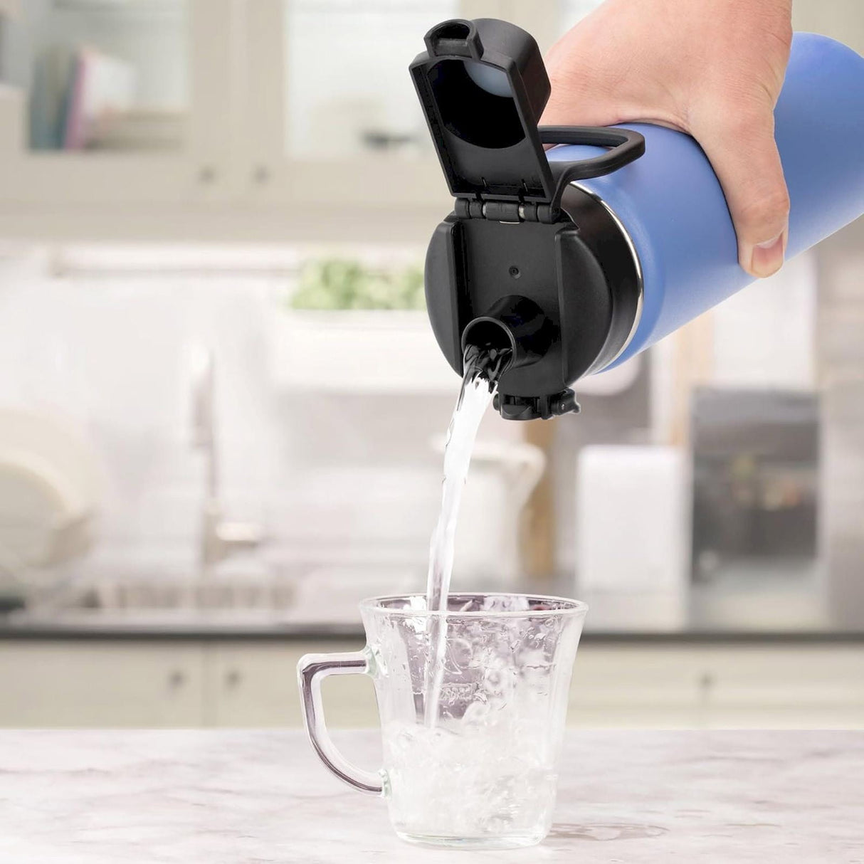Universal Water Bottle Lid Replacement - Black Nozzle Fit 12-42oz Stainless/Plastic Bottles (Leakproof Drinking Spout Design) Black