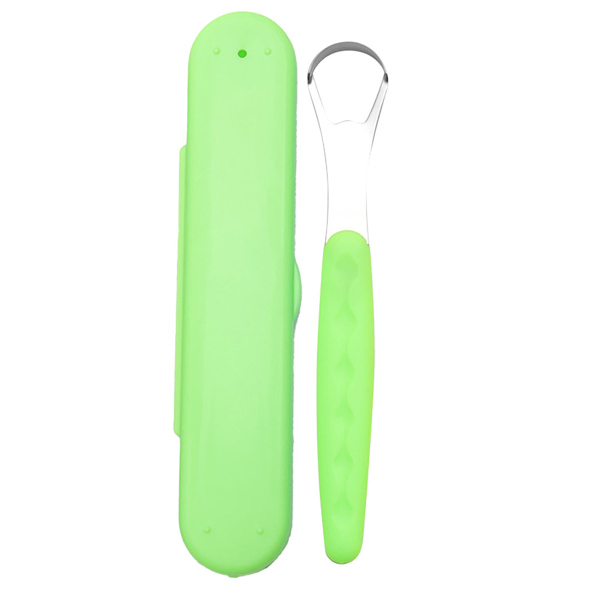 Tongue Scraper Cleaner 100% BPA Free Tongue Scrapers with Soft Handle for Adults, Kids, Healthy Oral Care, Easy to Use, Help Fight Bad Breath,with A Portable Travel Case-Black Green 1.18*0.98*6.1inch 1Pcs