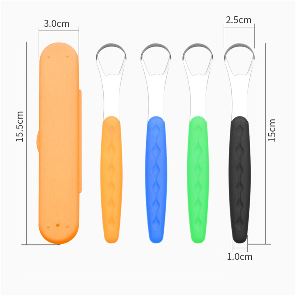Tongue Scraper Cleaner 100% BPA Free Tongue Scrapers with Soft Handle for Adults, Kids, Healthy Oral Care, Easy to Use, Help Fight Bad Breath,with A Portable Travel Case-Black Orange 1.18*0.98*6.1inch 1Pcs