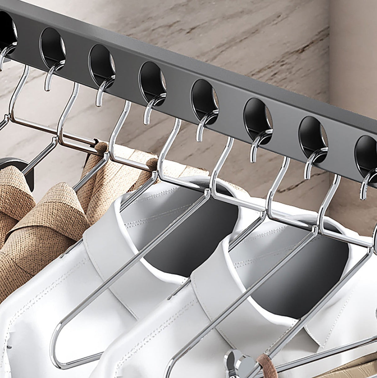 Retractable Folding Wall Hanger, Folding Clothes Hanger Rack, Clothes Storage Organizer, Laundry Hanger, Sturdy Hanging Dryer Rack Clothes Hooks of Metal (Matte Grey) 4.81x1.18x9.84 4.81" x 1.18" x 9.84" Black2