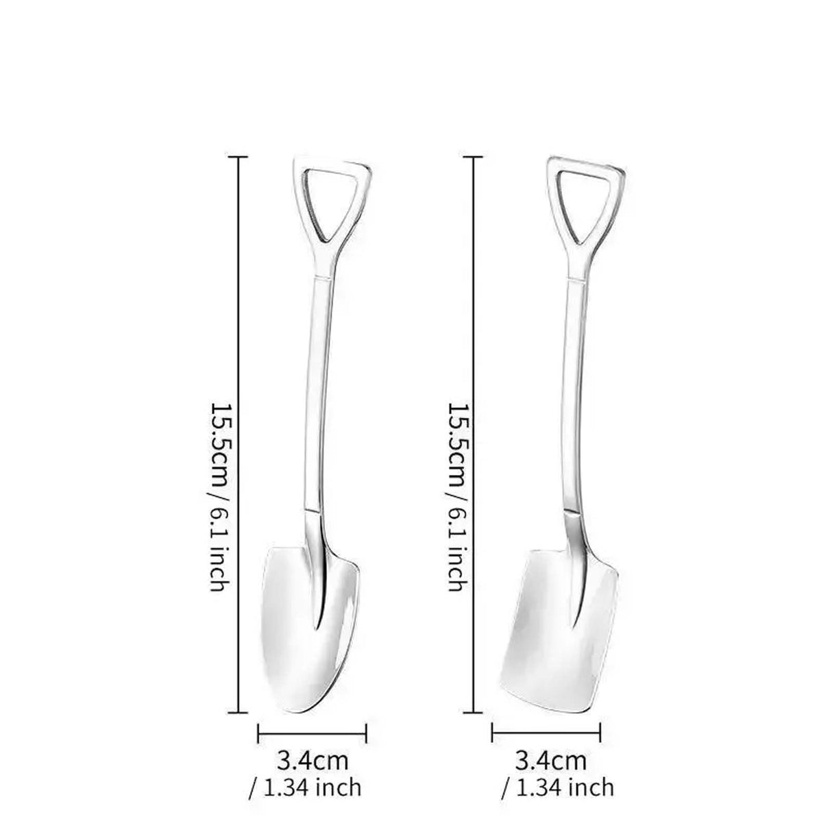 Dessert Spoon, Heavy Duty Shovel Shape Stainless Steel Spoons Ice Cream Fruit Spoon for Home Kitchen or Restaurant, 1 Pcs, 1.34x6.1 1.34" x 6.1" Silver/1 Pcs