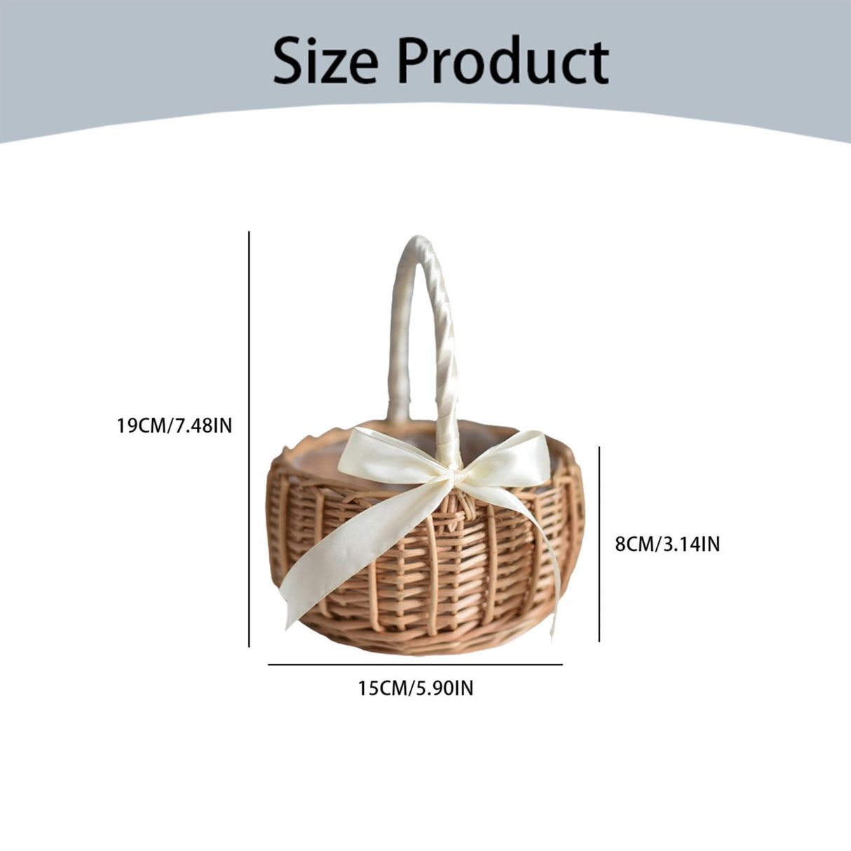 Wedding Flower Girl Basket, Wicker Rattan Flower Basket with Handle, Petal Basket Candy Storage Basket , Rattan Box Home Decoration, Khaki, 5.9x7.48 5.9" x 7.48" Khaki