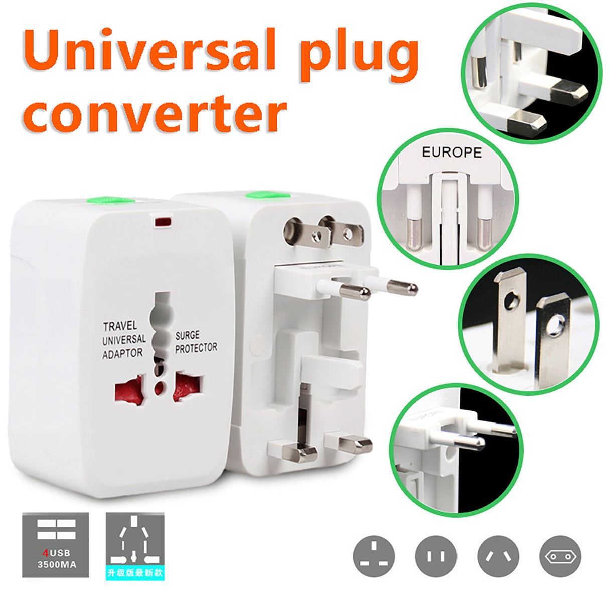 Universal Travel Power Adapter Converter Plug US EU AU to 12V 3A 36W Car Socket for Mini Fridge Fan Vacuum Cleaner Air Pump Heater Electronics Charging (110-240V Input)