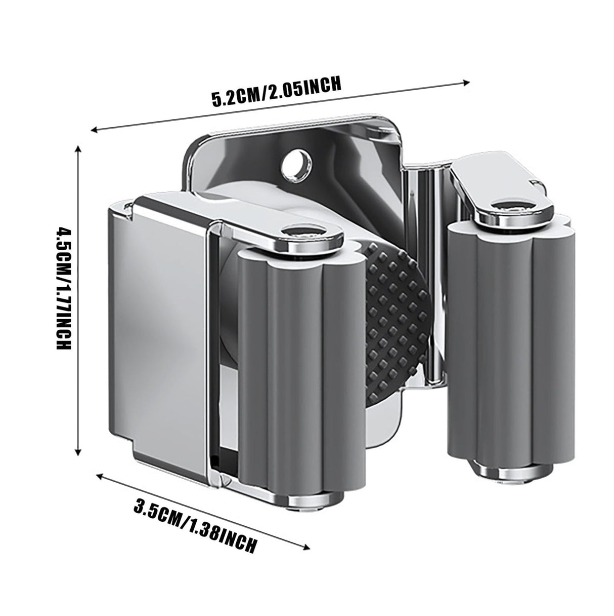 Broom Holder Wall Mount, Mop and Broom Holder Wall Mount, Stainless Steel Command Broom Holder with Screws, Garden Tool Storage Organizer for Kitchen, Home, Bathroom, Garage, 1 Pcs, 2.05x1.77x1.38 2.05" x 1.77" x 1.38" Silver