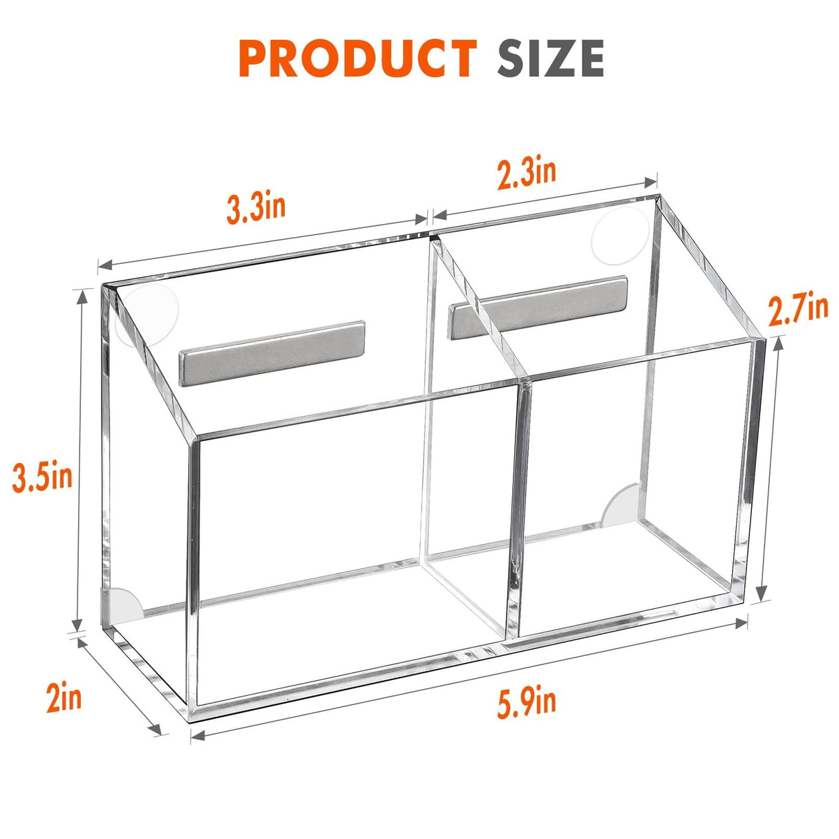 Magnetic Pen Holder, Heavy Duty 2 Slot Mesh Pencil & Marker Organizer for Desk, Extra Strong Magnets for Locker, Refrigerator, Dry Erase Board, Whiteboard Storage Solution, 7.28x2.68x4.92 5.9" x 2.0" x 3.5" Clear