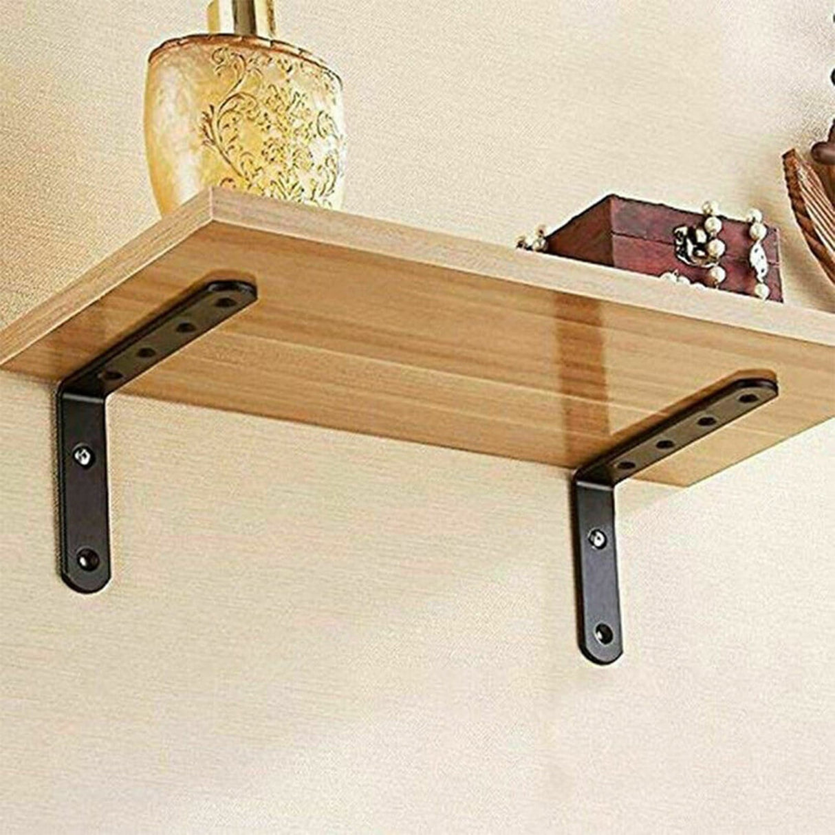 Black L Brackets for Wood, 4.92" x 2.95" Corner Bracket Heavy Duty L Corner Brace Metal Right Angle Brackets for Shelves, Furniture, Bedframe, Cabinet, Drawer, Chair, Thickness 3MM, 1 Pack 4.92" x 2.95" Black
