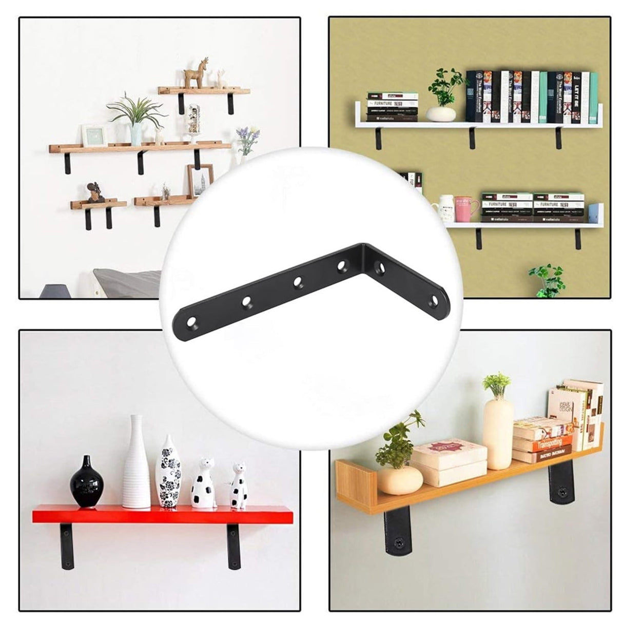 Black L Brackets for Wood, 4.92" x 2.95" Corner Bracket Heavy Duty L Corner Brace Metal Right Angle Brackets for Shelves, Furniture, Bedframe, Cabinet, Drawer, Chair, Thickness 3MM, 1 Pack 4.92" x 2.95" Black