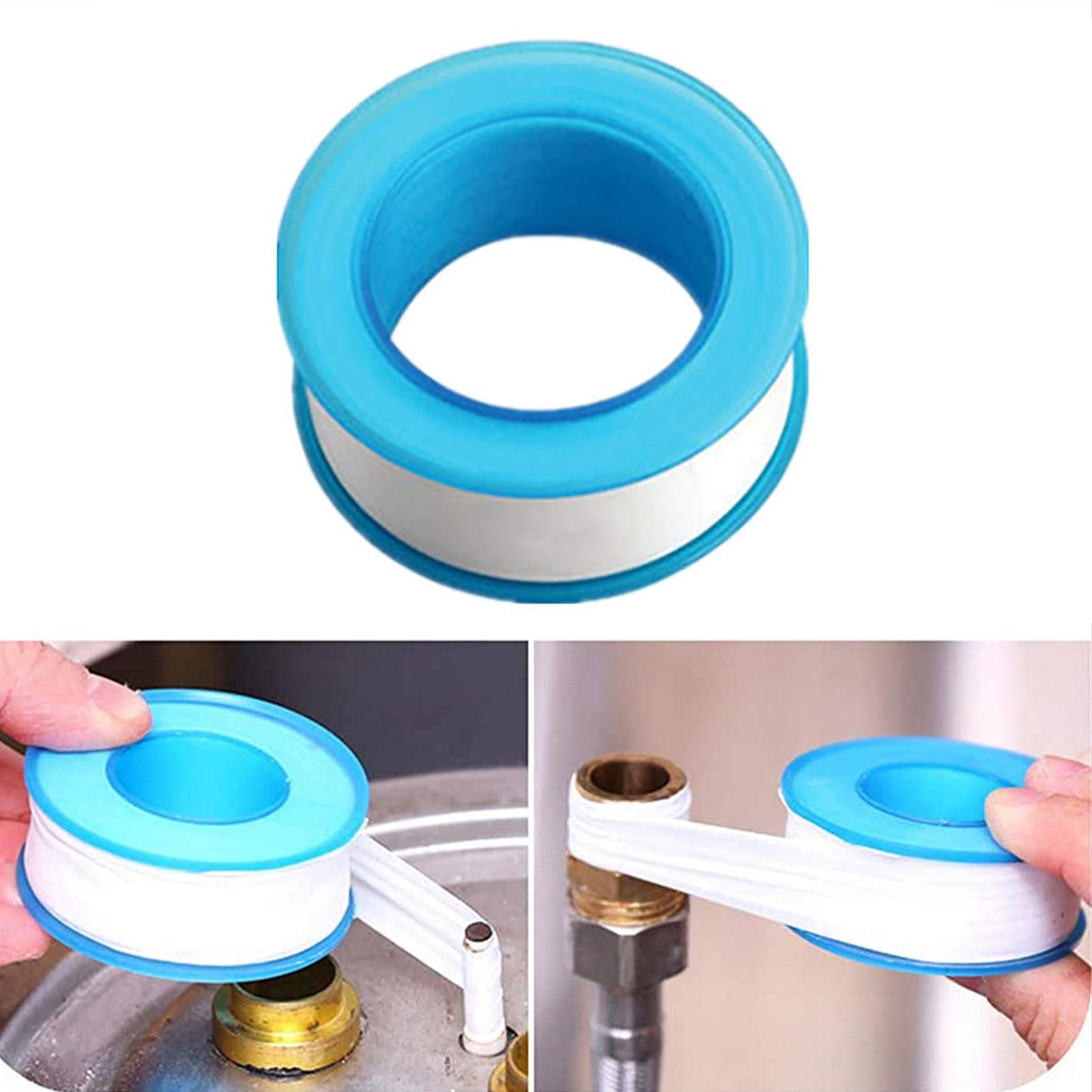 Teflon Tape, Industrial Thread Seal PTFE Tapes, Heavy Duty Plumbing Waterproof Seal Tape for Plumber, Air Head, Thread Pipe, 2 Pcs, 0.59x236.22 0.59" x 236.22" Sky Blue*2