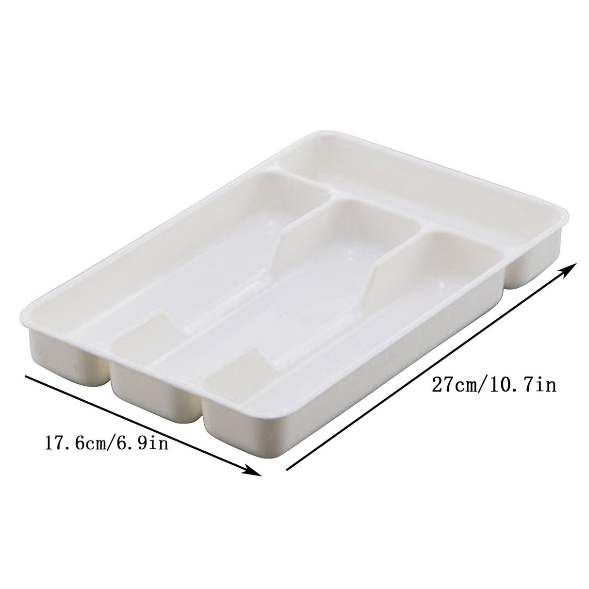 Small Silverware Tray, Heavy Duty Plastic Cutlery Tray, Durable Small Silverware Organizer, Keeps forks and spoons perfectly stacked, 1 Pack, 10.7x6.9 10.7" x 6.9" White