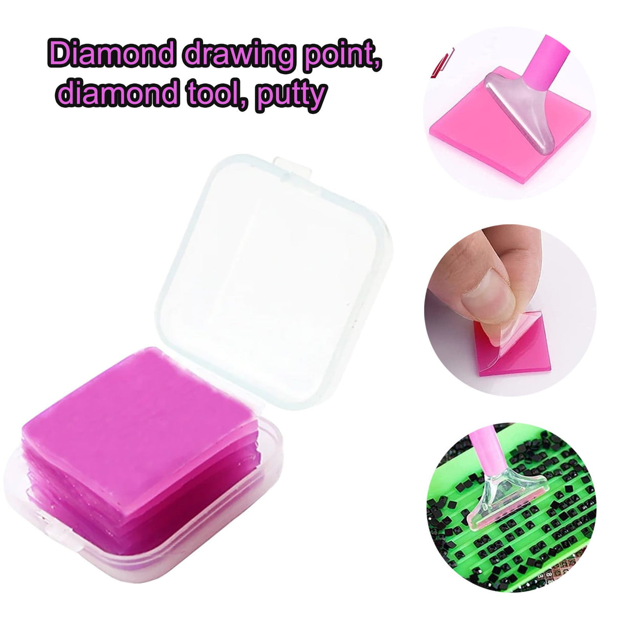 Diamond Painting Art Wax Refills for Diamond Art Dots Accessories, DIY Putty Glue and Wax for Diamond Art Embroidery Accessories with Storage Box, 6 Pcs, 0.98x0.98 0.98" x 0.98" Purple*2 Set