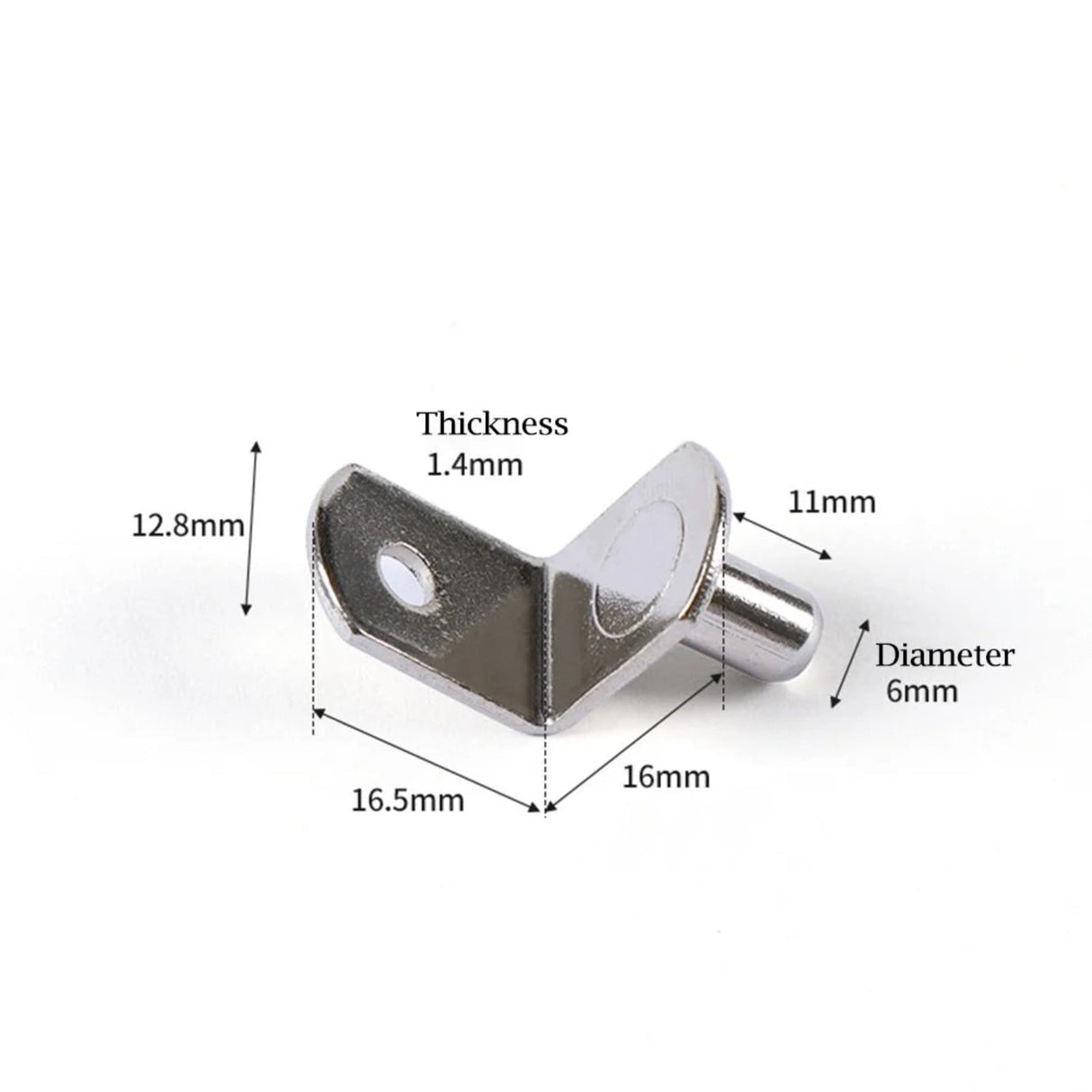 Shelf Pins, L-Shaped Metal Support Pegs, Bracket-Style Clips for Bookshelf Kitchen Cabinet Cupboard Shelves Holders, Shelf Pegs with Hole for Cabinet Closet, 1 Pcs, 1.08x0.50x0.63 1.08" x 0.50" x 0.63" Silver