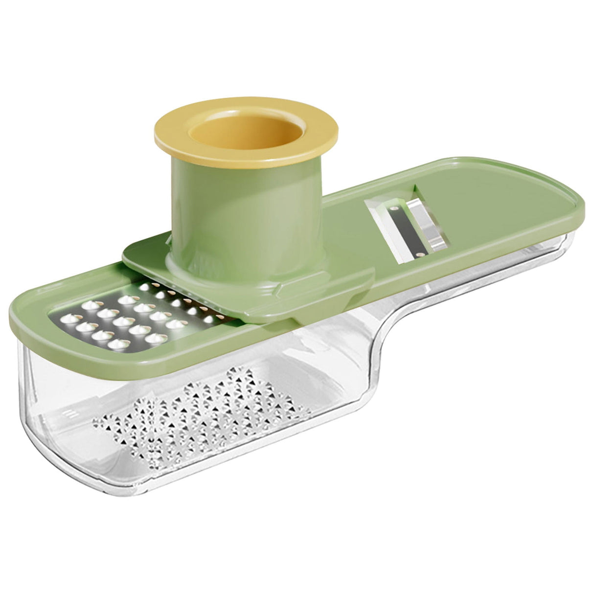 Mini Garlic Slicer Multi-Functional Mandoline Slicer Veggie Garlic Ginger Grinder Vegetable Mandoline Cutter with Container,Household Stainless Steel Wireslicer Ginger, Garlic Hand Cutting Tool Green