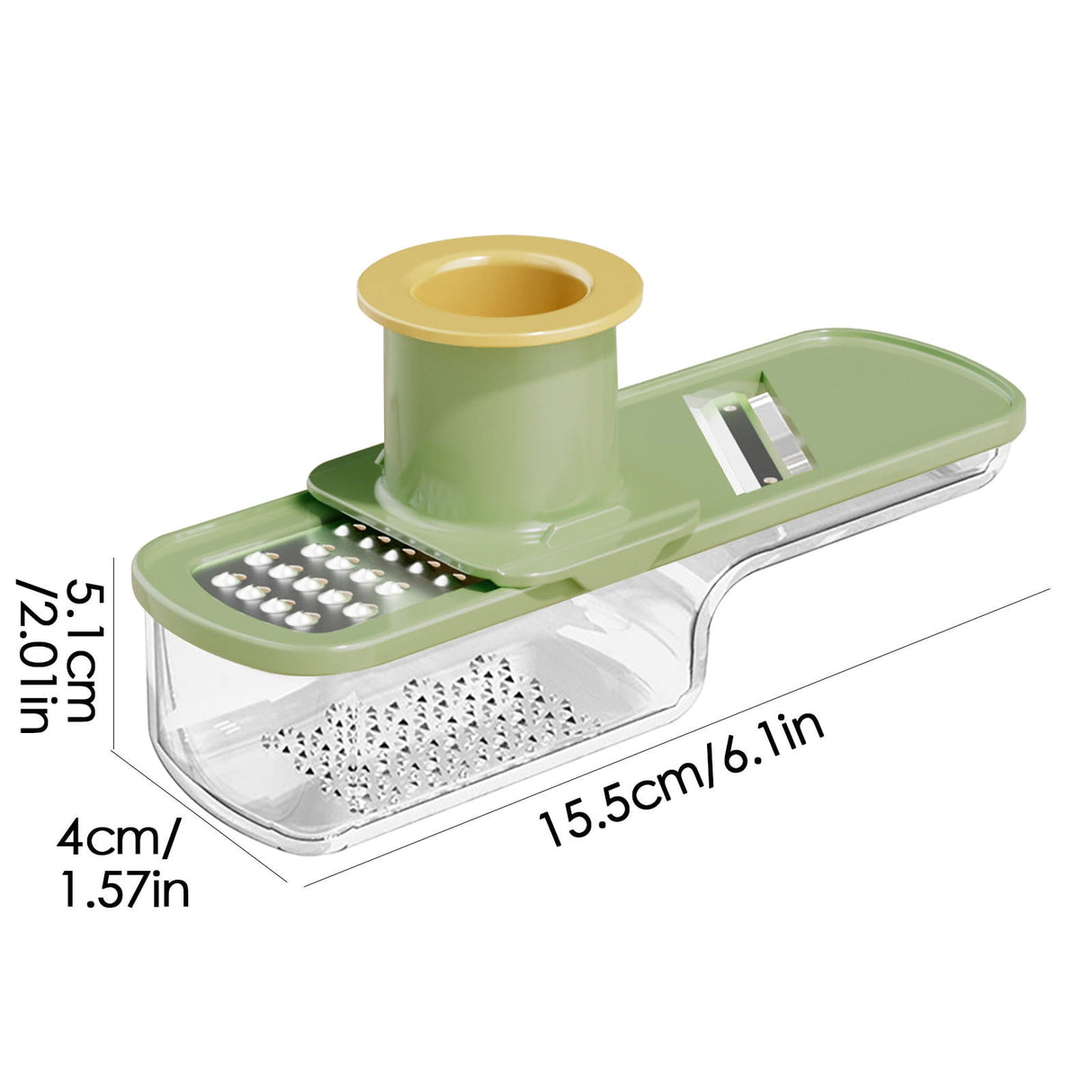 Mini Garlic Slicer Multi-Functional Mandoline Slicer Veggie Garlic Ginger Grinder Vegetable Mandoline Cutter with Container,Household Stainless Steel Wireslicer Ginger, Garlic Hand Cutting Tool Green