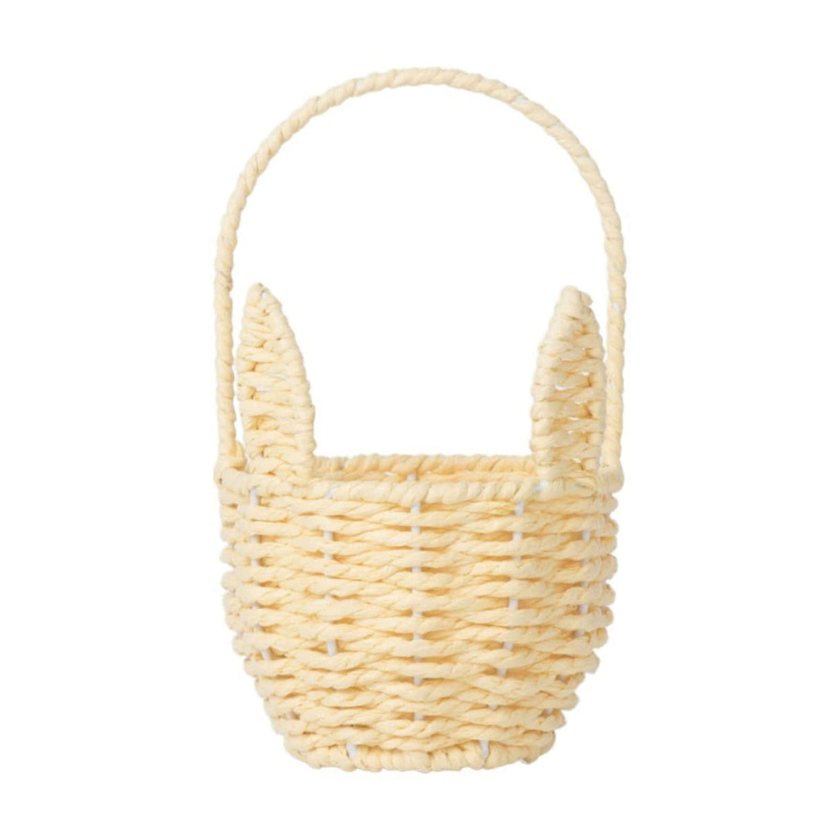 Oval Stackable Plastic Wicker Serving Basket, Imitation Rattan for Bread Fruit Vegetable, Kitchen Restaurant Indoor Outdoor, 12.4 x 20.8 cm, Yellow