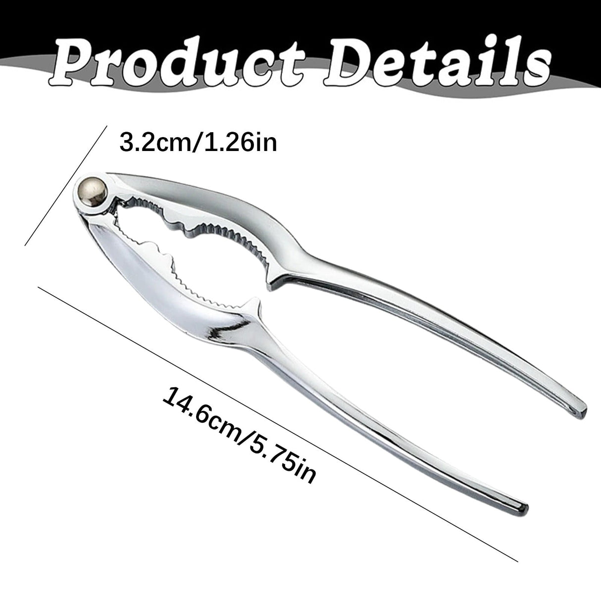 Walnut Cracker Tools, Nut Crackers for all Nuts, Walnut Nutcrackers, Metal Nut Shell Openers, Nut Shell Breakers Crackers, Kitchen Tools with Handle for Pecans Hazelnuts Pistachio, 1 Pcs, 5.75x1.26 5.75" x 1.26" Silver