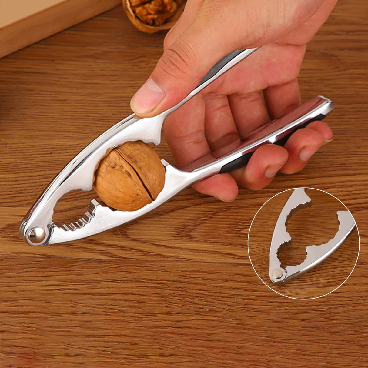 Walnut Cracker Tools, Nut Crackers for all Nuts, Walnut Nutcrackers, Metal Nut Shell Openers, Nut Shell Breakers Crackers, Kitchen Tools with Handle for Pecans Hazelnuts Pistachio, 1 Pcs, 5.75x1.26 5.75" x 1.26" Silver