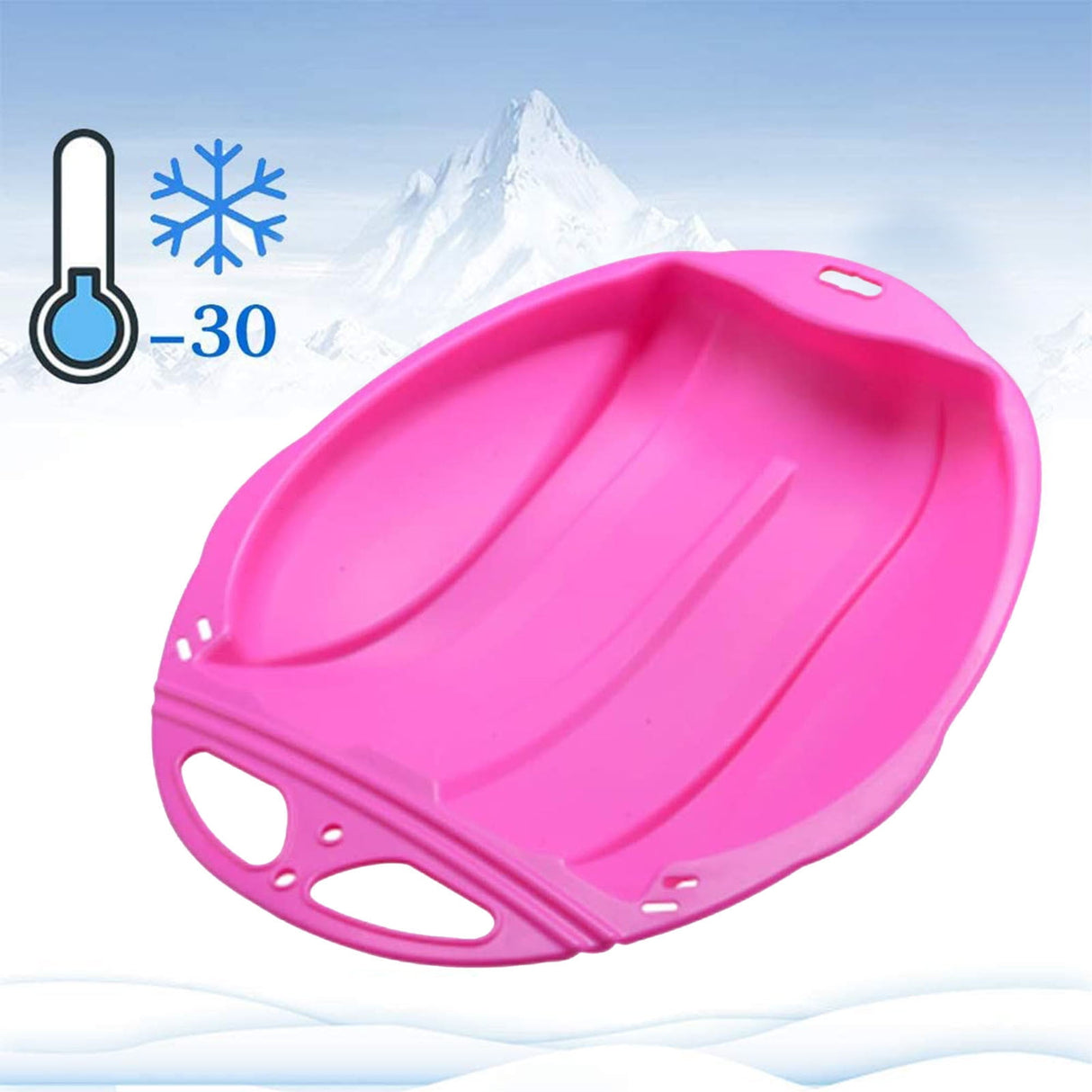 Round Snow Sled Disc for niñas & Adults, Durable PP Plastic Sand Slider & Winter Ski Pad, Non-Slip Design with Deep Seat for Safe Snow, Grass, and Sand Adventures, Supports Up to 100kg Pink