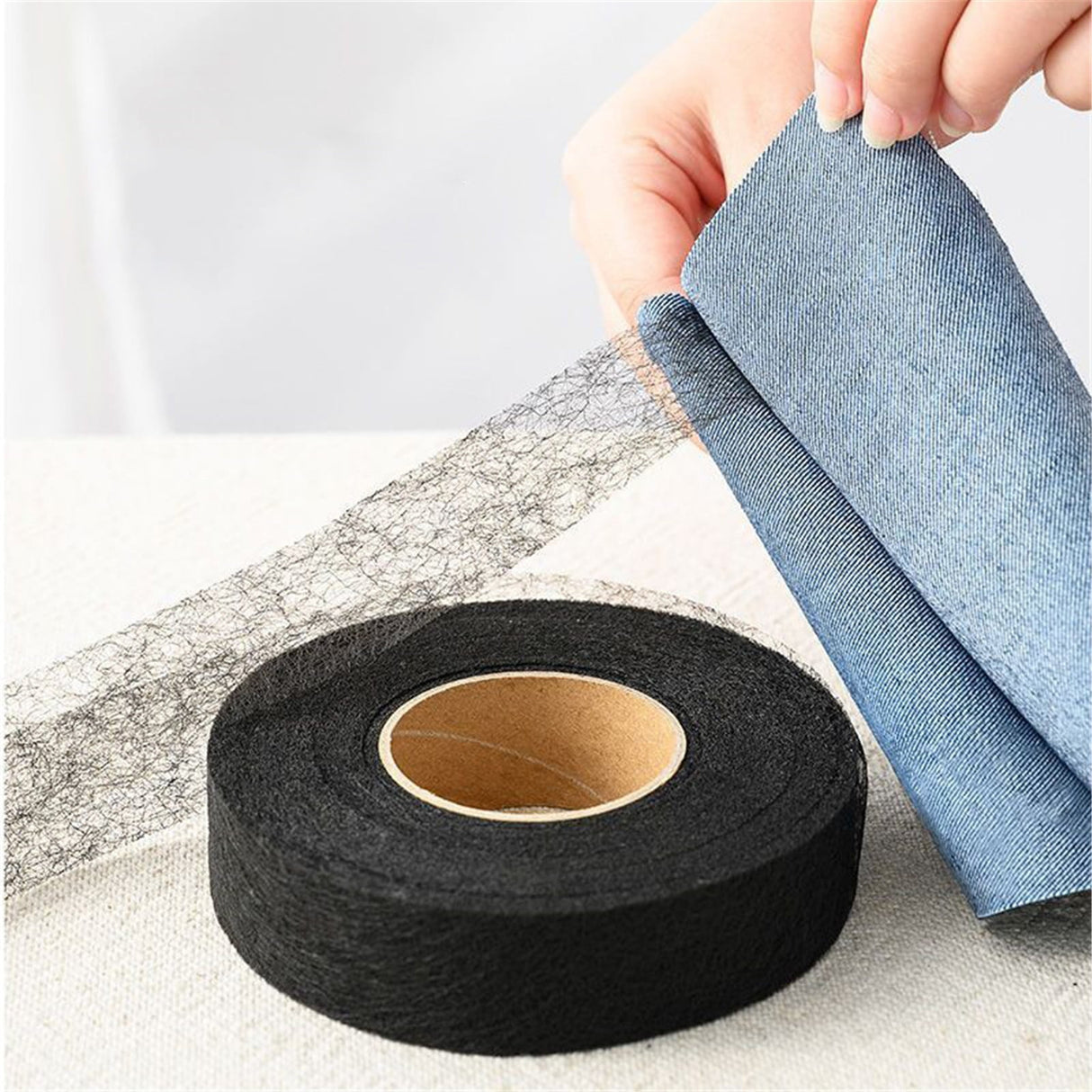 Iron on Hemming Tape, Hem Tape No Sew, Iron on Tape for Hemming, Non Sewing Tape, Fusible Tape Adhesive for Curtain, Pants, Clothes, 1 Roll, 0.78 In x 80 Yards 1.57 In x 80 Yards Black