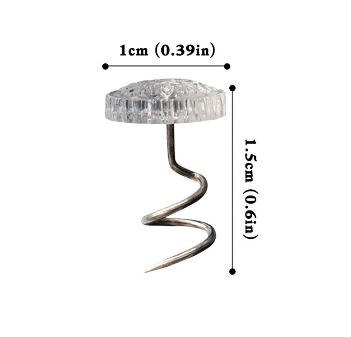 Heavy-Duty Upholstery Pins, Transparent Plastic Head Screw Nail for Upholstery and Fixed Blankets Sofa Sets Clear Heads Twist Pins Slipcovers Bedskirts, 50 Pcs, 0.6x0.39 0.6" x 0.39" Clear*50
