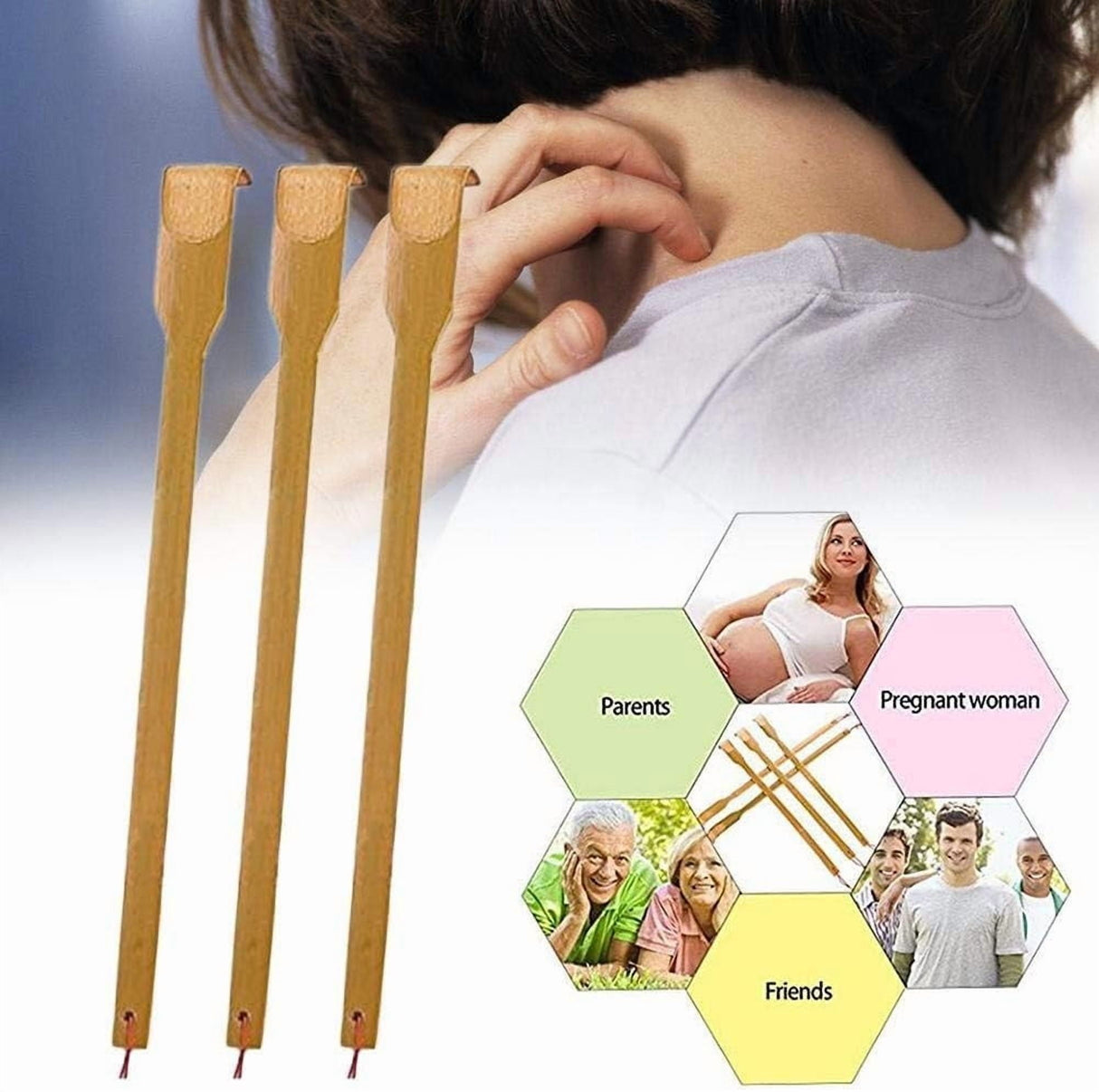 Bamboo Back Scratchers, Back Scratcher, Wooden Back Scratcher,Backscratcherwith Long Handle for Adults Men Women,Bamboo Back Scratchers, Itchy Scratcher