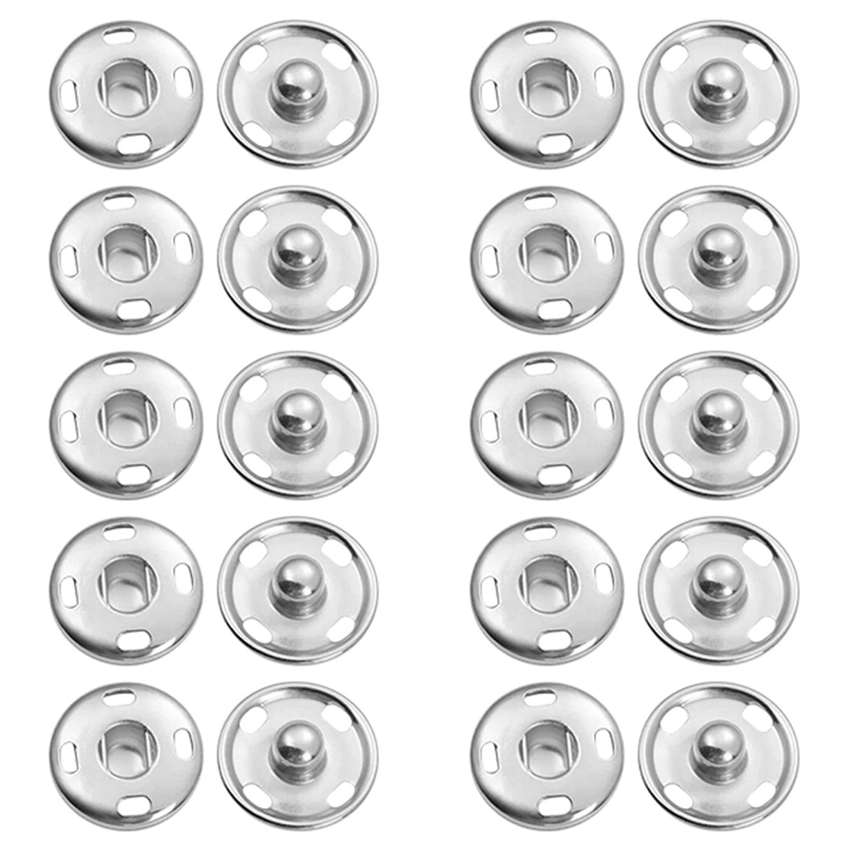 Snap Buttons for Clothes, Heavy Duty Metal Snaps for Fabric, 15mm Metal Sewing Snaps, Press Studs for Sewing Clothes Jeans Handbag DIY Craft Projects (Silver/10 Sets) 0.59 Inches 0.59" Silver*20 Set