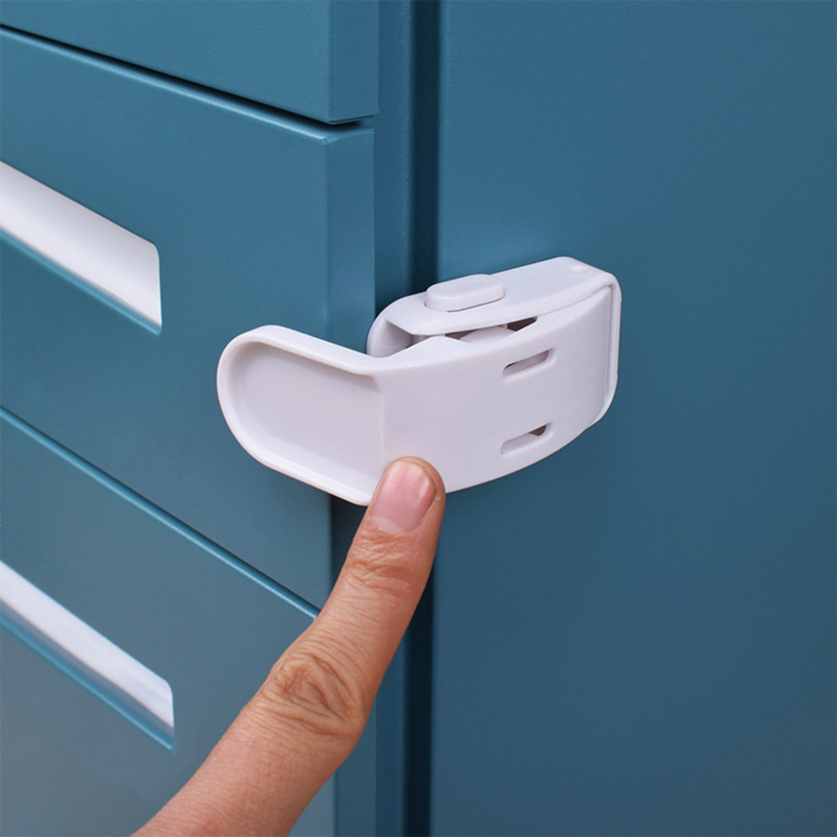 Drawer Locks Child Proofing, Child Proof Cabinet Locks For 0-12 Month Safety Botton Lock For Drawers Side Furniture Latches Corner Edges, 1 Pcs, 2.68x2.28 2.68" x 2.28" White