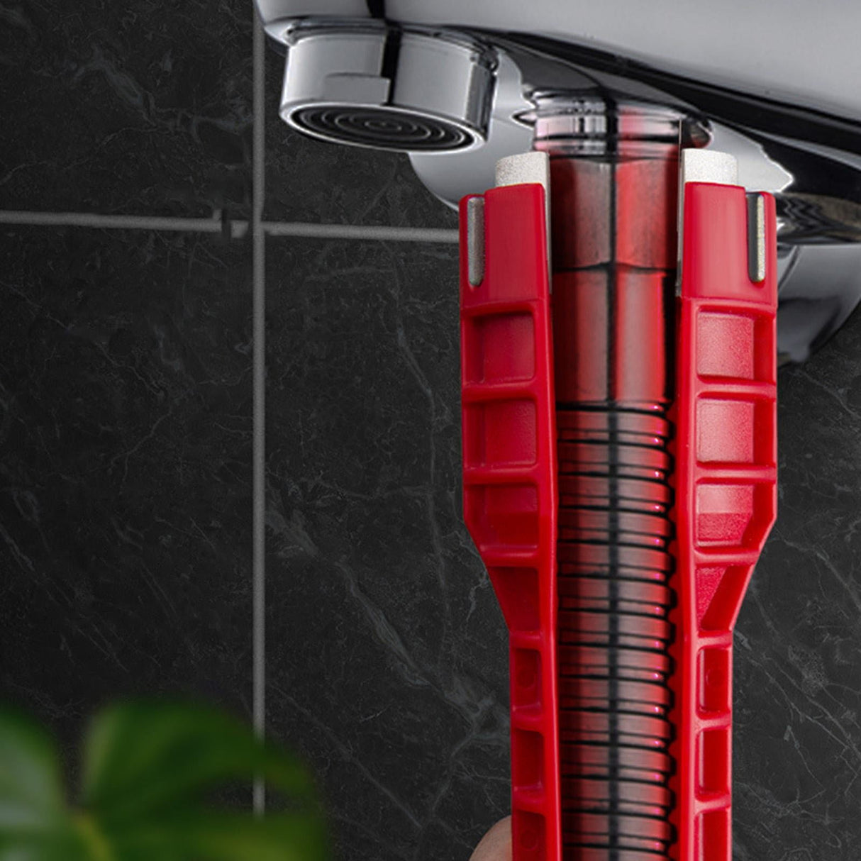 8 in 1 Multifunctional Sink Bathroom Wrench, Plumbing Installation Tool Household Water Pipe Faucet Washing Basin Corner Valve Sink Repair Removal Tool, 10.3 Inches 10.3" Red
