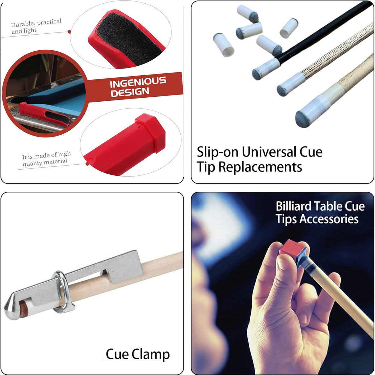 Cue Stick Tip Repair Kit, Cue Tips Accessorie, Include Pool Cue Tips, Pool Cue Repairers, Billiard Cue Clamp, Cue Tip Glue, Billiards Shaper, Cue Tips Accessorie, 20 Pcs Set, 9.45x3.94x1.18 9.45" x 3.94" x 1.18" Blue*1 Set