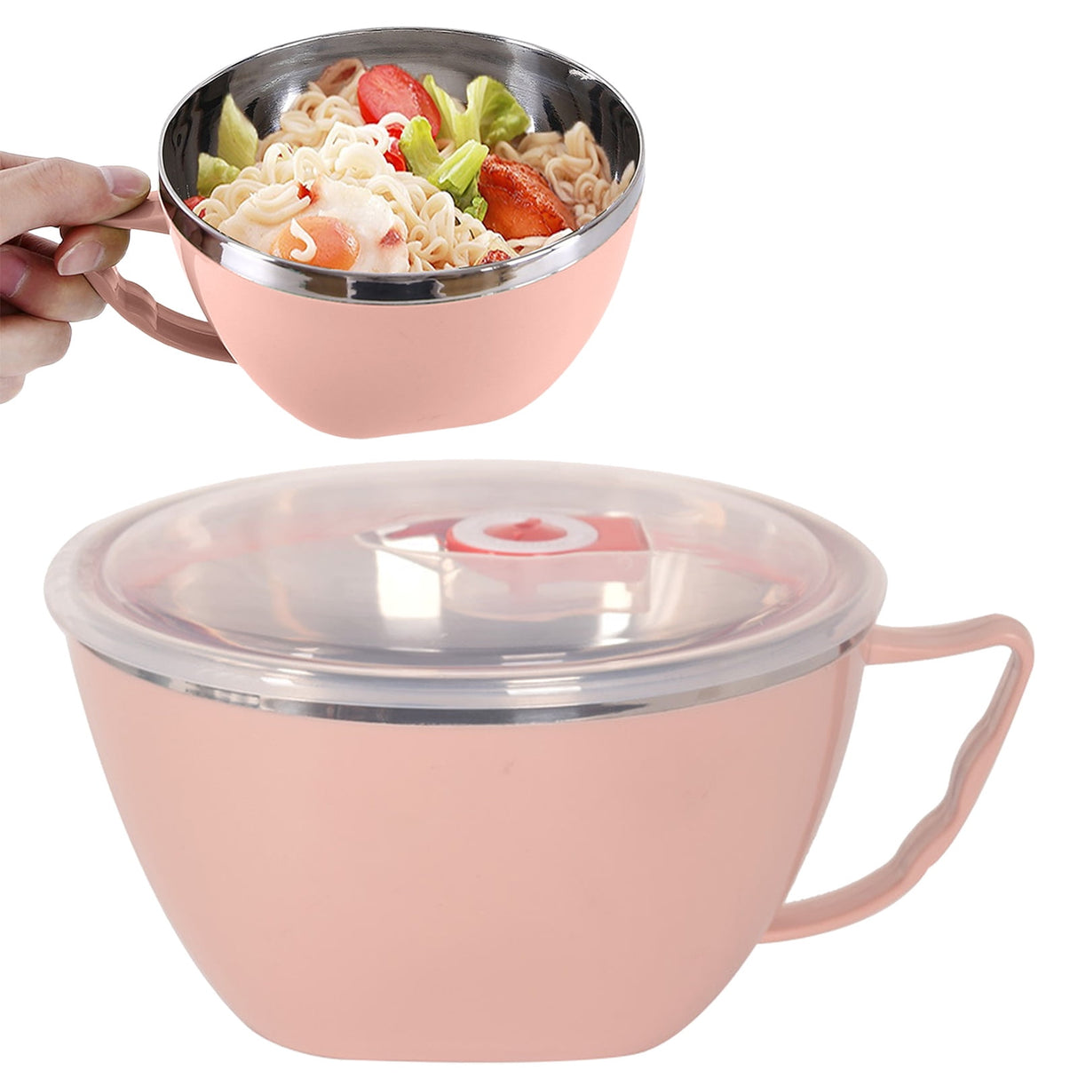 Plastic Soup Bowls with Handles, Microwave Safe Bowl with Lid, Microwavable Soup Mug with Lid, Large Soup Cups for Ramen Noodle Cereal, 1 Pcs, 5.91x3.14 5.91" x 3.14" Light Blue