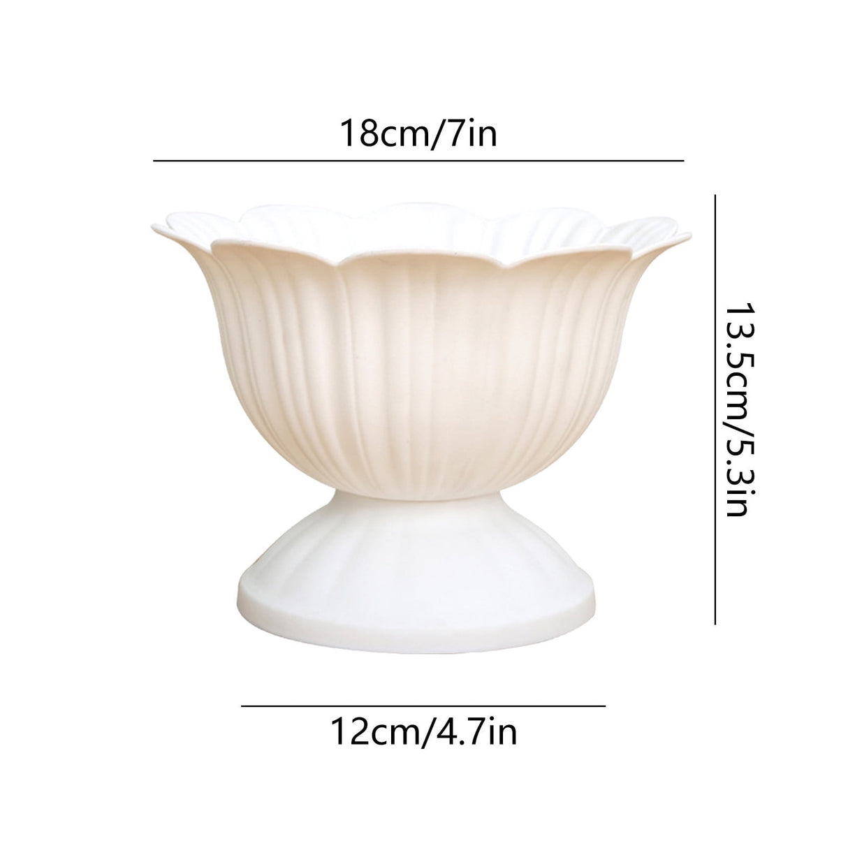 1.1L Thickened Round Bottom Plastic Flower Pot,18x13.5x18cm White Planter for Indoor and Outdoor Plants,Durable and Easy to Clean,Suitable for Various Decorative and Gardening Needs