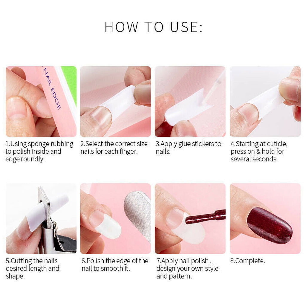 500PCS Acrylic Nail Tips,French Style Artificial False Nails for Manicure,DIY Nail Art with Storage Box,10 Sizes,Natural & Clear,Perfect Gift for Nail & Home Use natural