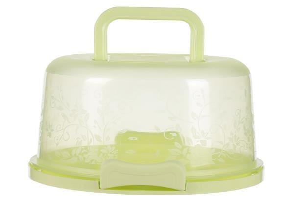 Portable Cake Storage Box, Transparent Plastic Cover with Snap Locks for Freshness, 26x22.5x13.5cm Airtight Container for Cupcakes or Snacks, Refrigerator-Safe and Odor-Proof Design Green