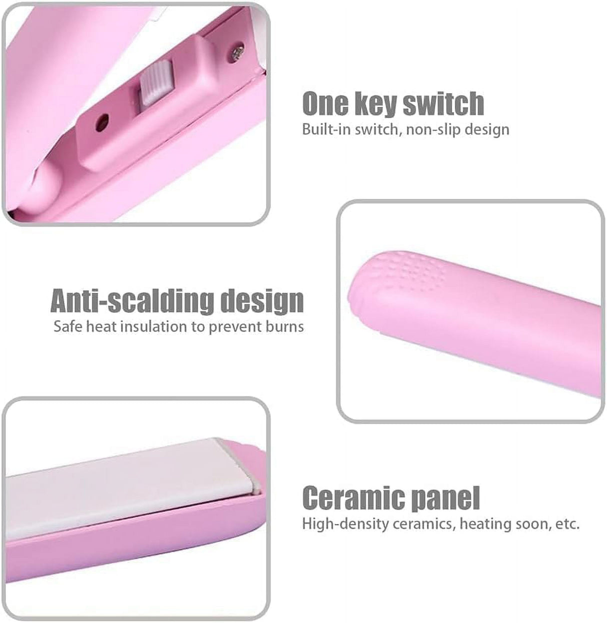 Mini Hair Curler, Mini Hair Curler For Short Hair, 2 In 1 Mini Curler And Hair Straightener, Mini Curling Iron 1/2 Inch Barrel Short Hair, Long-Lasting Effect, Multi Functional, 3d Heating Plate Pink