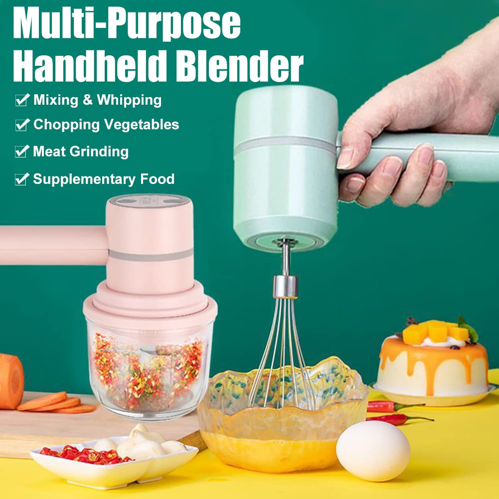 Blender Whisk - 2 in 1 Cordless Electric Blender, Portable Multifunctional Food Processor, Can Be Used to Mix Eggs, Whip Cream, Chop Garlic, Etc