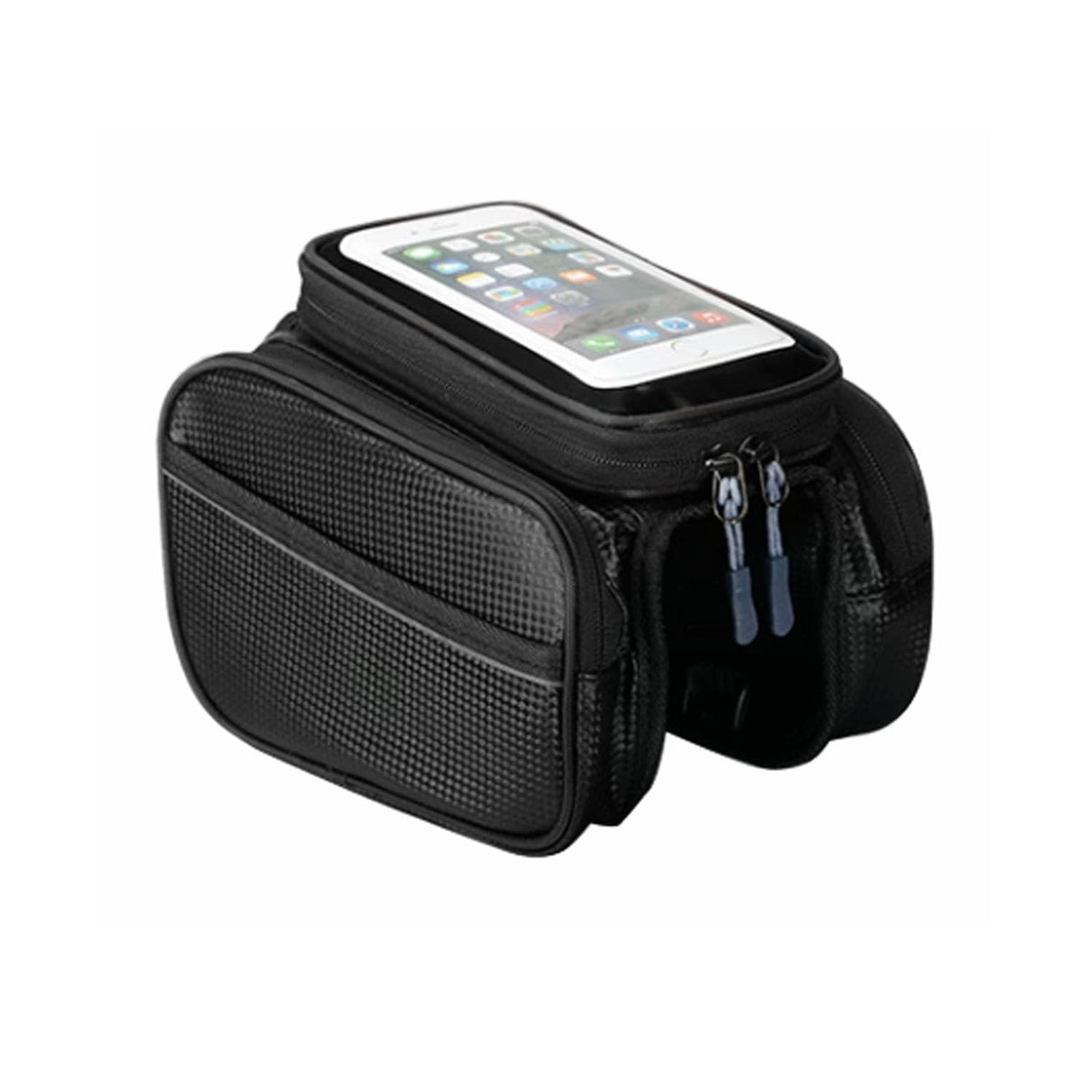 Bicycle Bag - Frame Bag - Bicycle Phone Holder - Top Tube Bag - Smartphone Holder - MTB Accessories - Road Bike - E-Bike - Waterproof - Touchscreen - Bicycle Accessories - Storage Bag - Bicycle Holder with Storage Space - Double Bag - Black - 1 piece