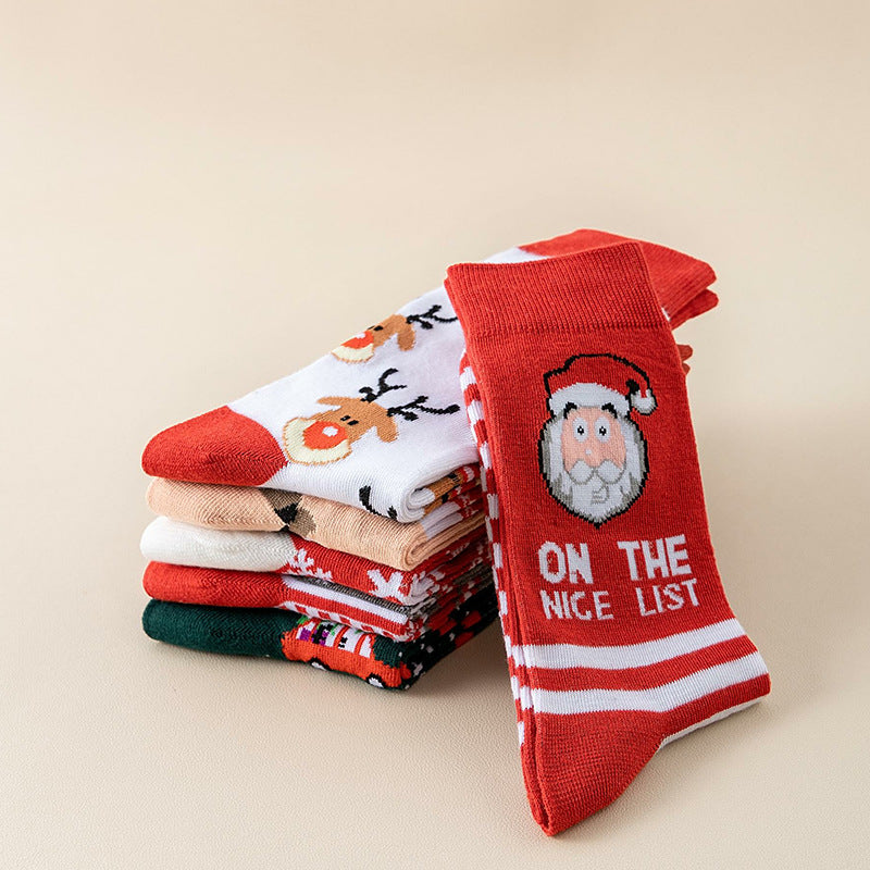 Christmas Socks - Ugly Christmas Socks - Funny Socks - Santa Claus - Reindeer - Snowman - Snowflake - Printed Socks - Christmas Gift - Women's Socks - Men's Socks - Cotton - Winter Socks - Christmas Clothing - Multicolor - 6 Pairs
